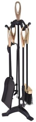 Costway 5 Pieces Stylish Gold Iron Fireplace Tools Set