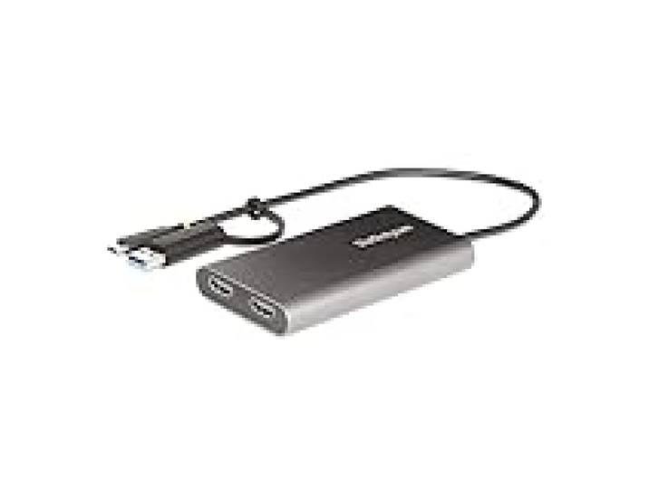 StarTech Adaptateur USB-C & USB-A vers Double HDMI, 2x 4K 60Hz, DisplayLink