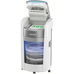 Leitz Aktenvernichter 8041 IQ OptiMax Autofeed Office 300, 300 Blatt Autofeed, 25 Liter, 2x5 mm Mikroschnitt, P-5
