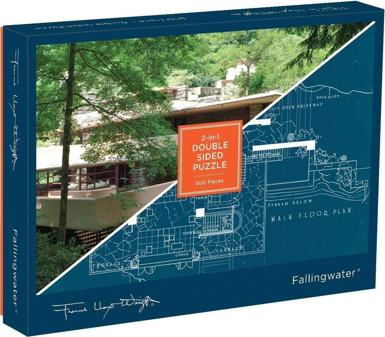 GALISON Dubbelzijdige puzzel Frank Lloyd Wright Fallingwater 500 stukjes