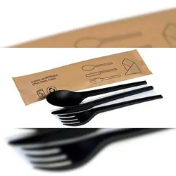 DeinPack 1000 Bestecksets CPLA schwarz 4-teilig