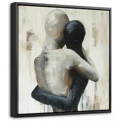 LEINWAND Bilder mit Rahmen - Abstrakt - Liebe - Schwarz und weiß - Modern - 20x20