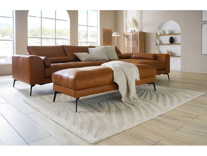 Polsterhocker 163 x 46 x 62cm Braun Echtleder Arelia: Cognac