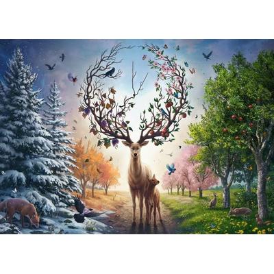 Erwachsenenpuzzle 1000 Teile - Der magische Hirsch und die vier Jahreszeiten