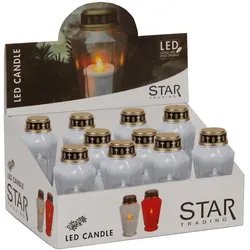 Star Trading, LED Kerzen, LED Grabkerze Weiss BxHxT 8.5x15.5x7.5cm (10x)