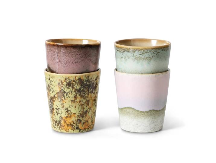 HKliving - 70's Kaffeebecher 230 ml, serendipity (4er-Set)