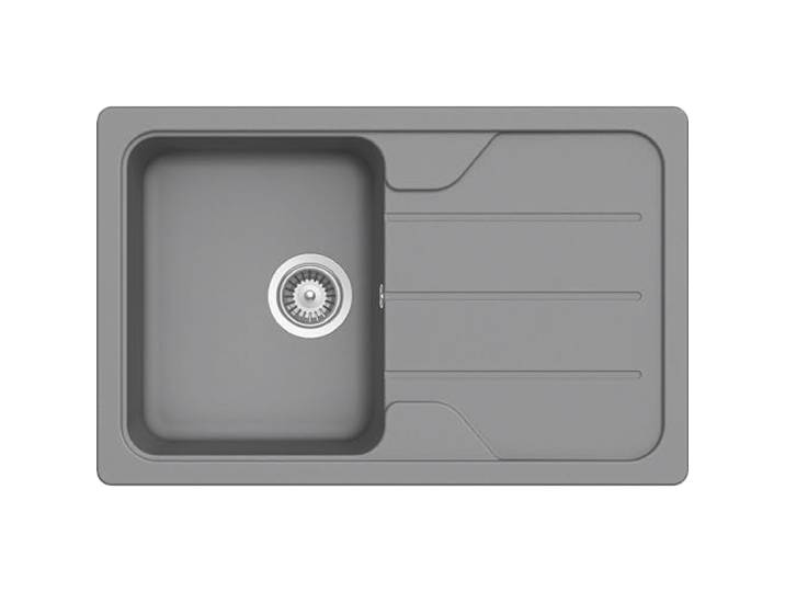 SCHOCK Küchenspüle Formhaus D-100S Croma 78x50 cm - CRISTALITE® Hellgrau mit Abtropffläche - Küchenspüle für 45 cm Unterschrank - Reversible Einbauspüle - Robuste Quarzkomposit-Oberfläche