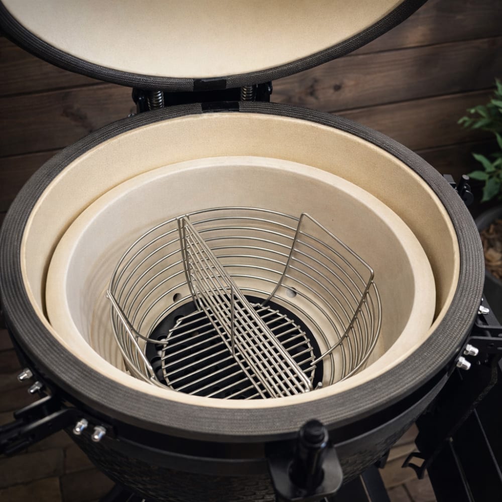 Patton Panier à charbon en acier inox pour barbecue kamado 21" Argenté 36x21x35cm