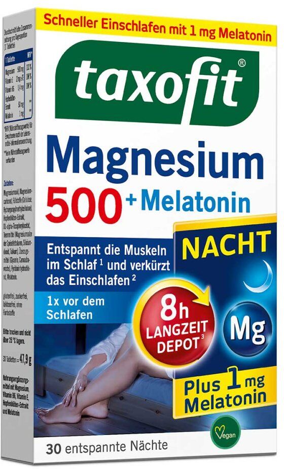 Taxofit Magnesium 500 Nacht + Melatonin Tabletten