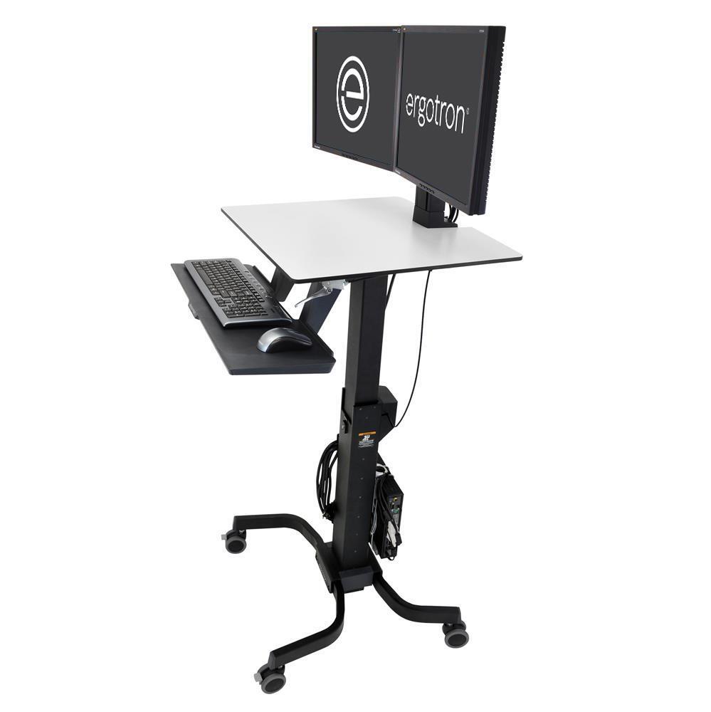 Ergotron WorkFit-C Dual mobiler Steh-Sitz Arbeitsplatz mit CF-Technologie für Bildschirme bis 60,96cm (24") 24-214-085