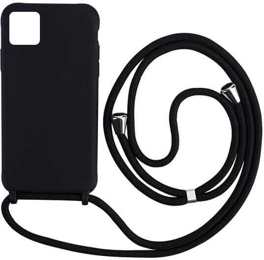 Apple iPhone 12 Mini Suojakuori Kaulanauhalla, Musta