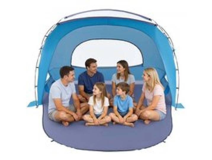 VEVOR strandtent met zonnescherm voor 6 personen, UPF 50+ bescherming, draagbare strandtent met draagtas en grondankers, stevige strandparasol voor kamperen, vissen, picknicken, zonnetent