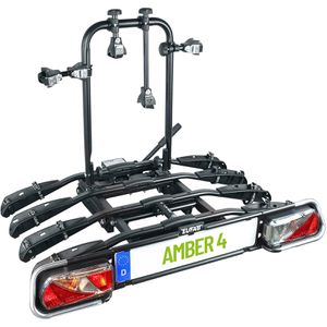 EUFAB Fahrradträger Amber 4, für Anhängerkupplung, 4 Fahrräder / 2 E-Bikes, abklappbar, abschließbar