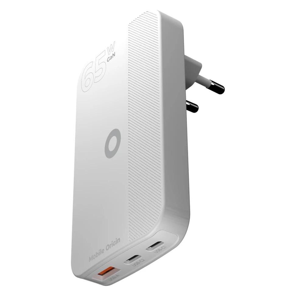 Mobile Origin GaN III Slim Charger (65 W, 3 Ports) (GAN-65W-SLM-WHT)