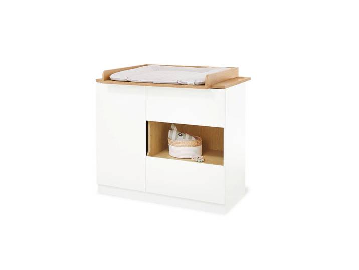 Pinolino Wickelkommode Linje, Weiß, Holz, Eiche, 110x103x77 cm, Babymöbel, Wickelkommoden & Zubehör, Wickelkommoden