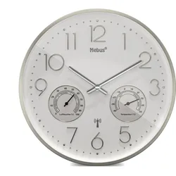 Mebus Funk-Wanduhren mit Thermo-/Hygrometer Ø30cm - weiß