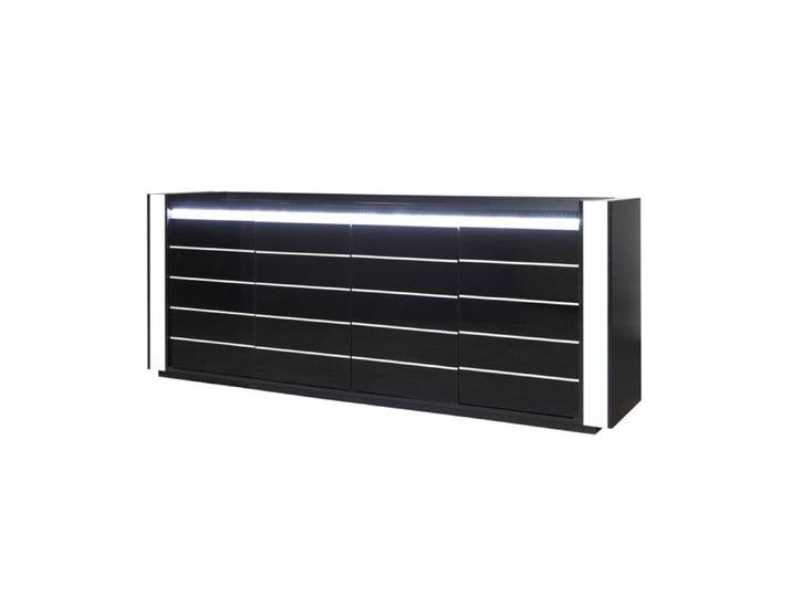 Buffet bahut LINA noir et blanc avec LED – 4 portes