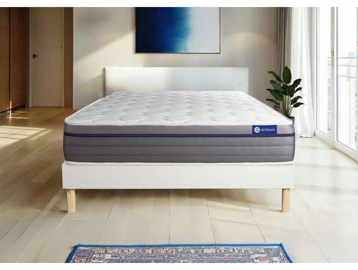 Ensemble Matelas Sommier 180x190 cm - Actilatex Zen - Sommier Kit Blanc