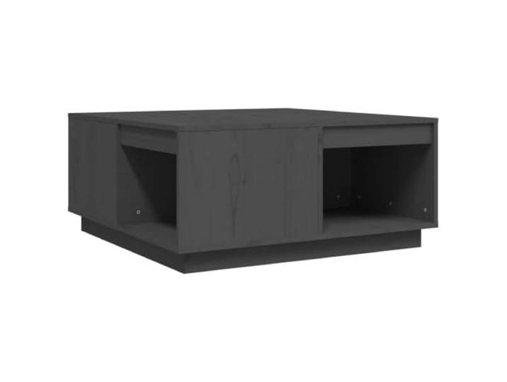 KGFHERENB Couchtisch Grau 80x81x36,5 cm Massivholz Kiefer Stilvoller Beistelltisch für das Wohnzimmer mit integrierter Ablage für Snacks, Zeitschriften und Dekoration.