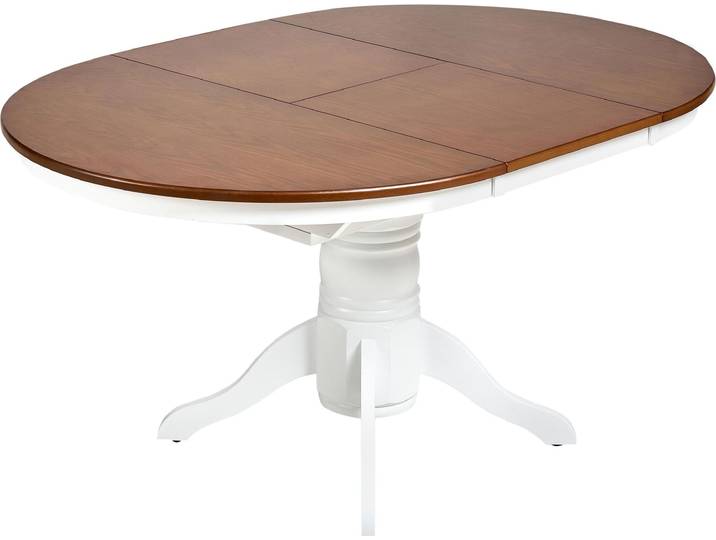 BELIANI Esstisch Braune Esche MDF-Tischplatte Rund 106x106 cm Ausziehbar 150x106 cm Oval Holzbeine Mittelfuß Esszimmer Ausziehtisch für 6 Personen