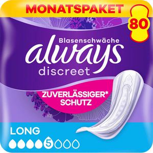 always Inkontinenzeinlagen discreet Long, für Damen, 5 Tropfen, 80 Stück