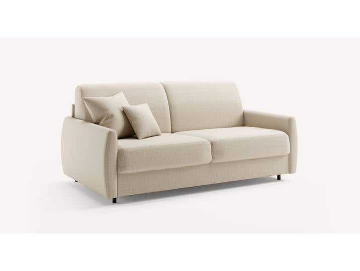 Canapé convertible Bouclette ALIX - Beige - Couchage 140x190