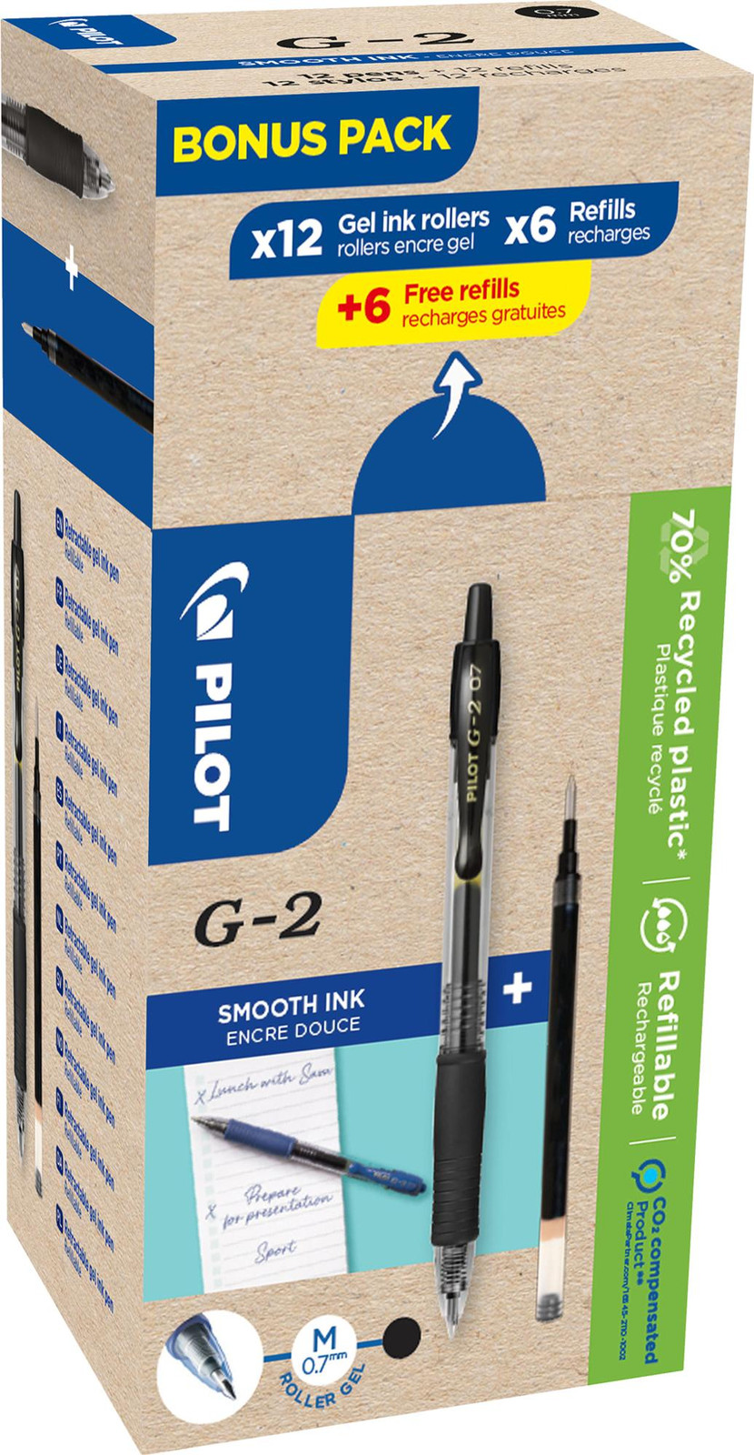 Pilot G2 Greenpack set gelpennen zwart 0,4 mm