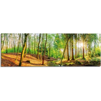 Wandbild REINDERS "Sonniger Wald", grün (farbe bild(er): grün), B:156cm H:52cm T:2cm, Holzwerkstoff, Bilder