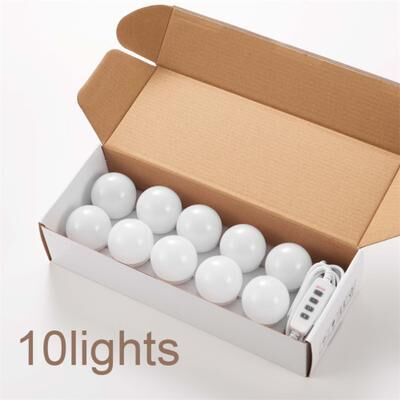 Perfect Picks Market Hollywood LED Vanity Mirror Lights Stick On Kit With Dimmable Color Modes USB Powered 10 Lights