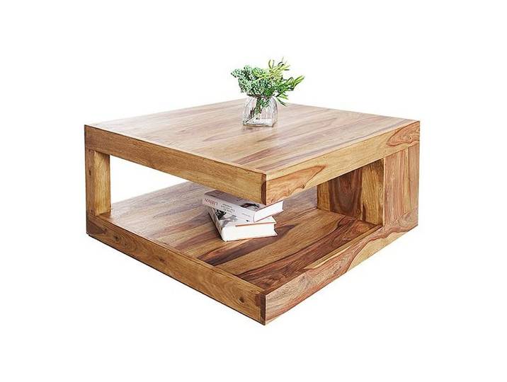 LebensWohnArt Couchtisch Puristischer Couchtisch SHIVA ca.80x80cm massiv Palisander