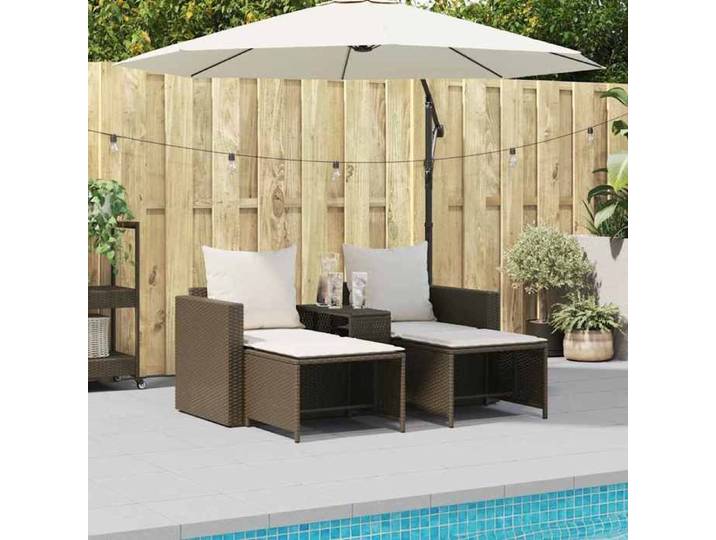 Brun Siège de jardin - Salon de jardin - (5 pcs) - avec coussins empilable marron polyrotin C2211