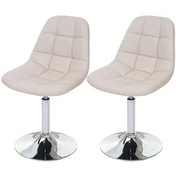 Décoshop26 - 2x cremefarbene Esszimmerstühle aus Synthetik mit drehbaren Chrombeinen CDS04421 CDS04421