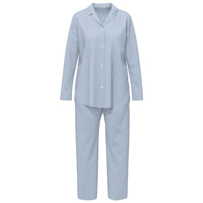 Schlafanzug SEIDENSTICKER "Damen Pyjama Set lang", Damen, Gr. 44, blau (glyzinie), Obermaterial: 100% Modal CMD., Homewear-Sets Schlafanzug
