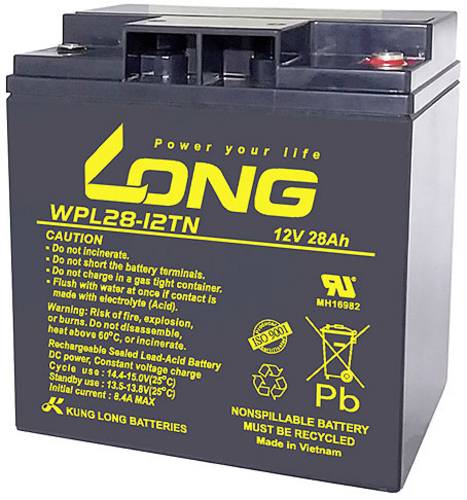 Long WPL28-12TN WPL28-12TN Bleiakku 12V 28Ah Blei-Vlies (AGM) (B x H x T) 166 x 176 x 126mm M5-Schraubanschluss Geringe
