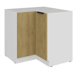 Küchen Eckunterschrank 90x90 cm CREMONA Eiche hell + Weiß Küche Küchenzeile