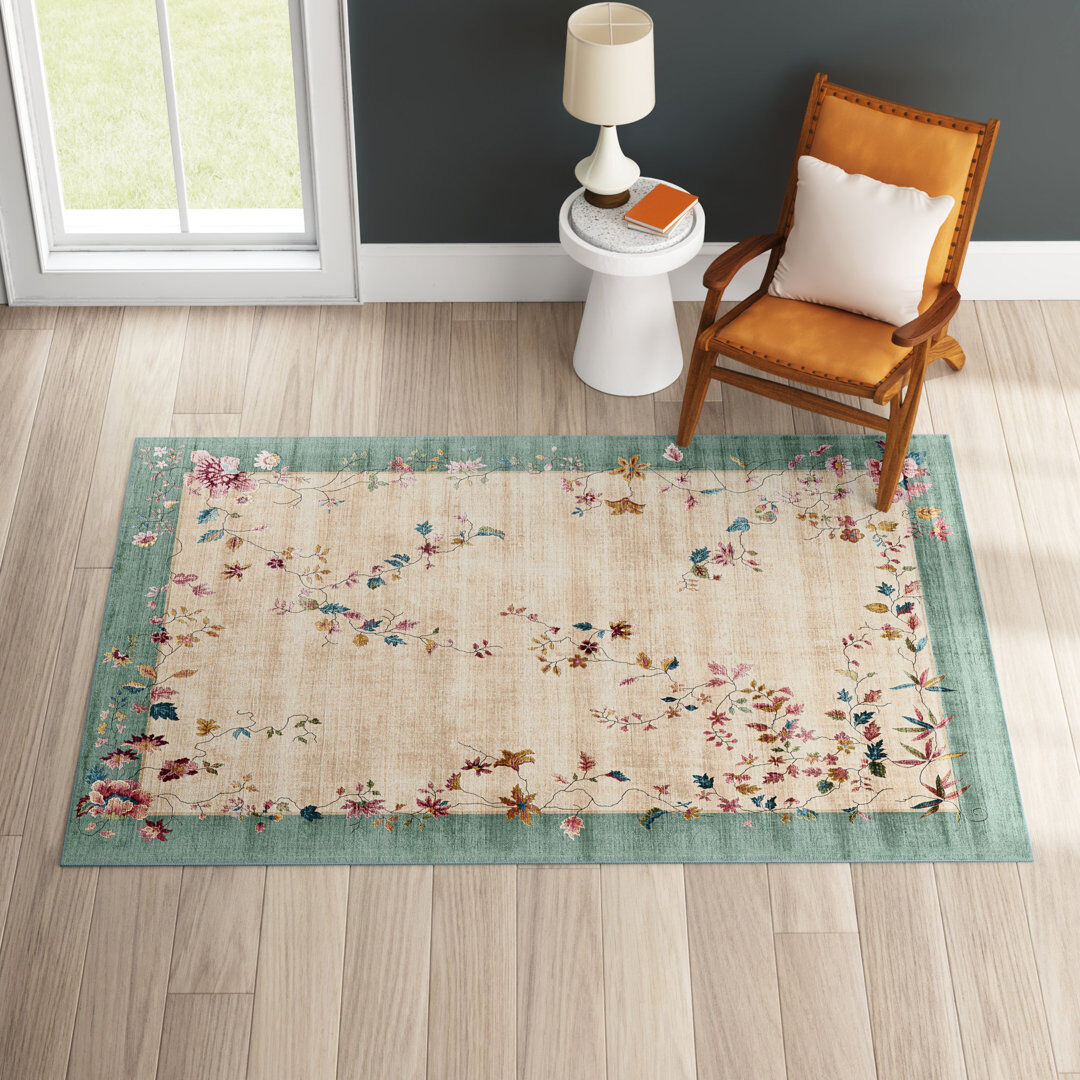 Mistana Amini Rectangle Floral Area Rug Green;Beige Rectangle 120 x 170cm