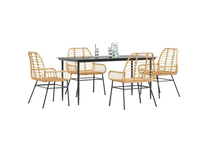 vidaXL 5-teiliges Garten-Esszimmerset Braunes Polyrattanglas
