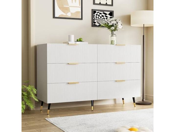 I0I&I0I Sideboard Kommode Mit Schubladen – Modernes Design, Viel Stauraum Für Wohnzimmer, Esszimmer Und Flur (White + Particle Board)