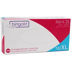 Nitrilhandschuhe Bingold Nitril 35 violettblau XL virendicht, puderfrei, unsteril, latexfrei, 100 Stück/Box