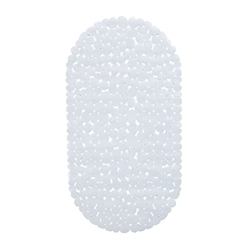 Relaxdays Anti slip douchemat met zuignappen, wit, BxD: 36 x 68 cm