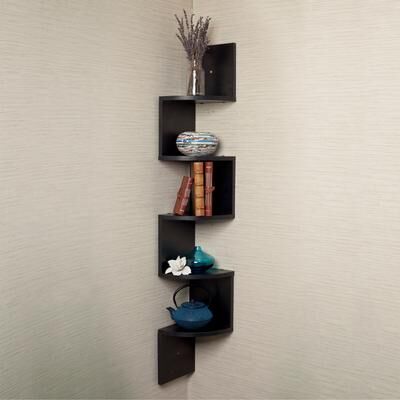 Benzara Danya B. Decorative 5-Tier Corner Floating Wall Mount Shelving Unit