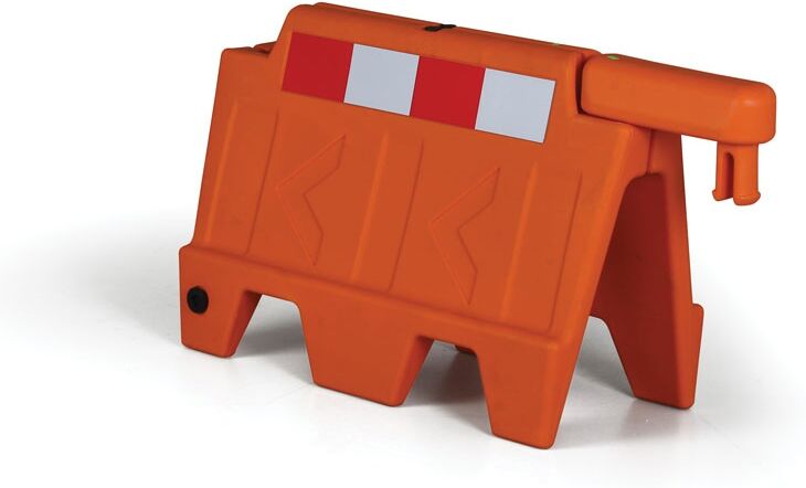 B2B Partner Stapelbare Absperrung aus Kunststoff, orange mit reflektierenden Elementen, Länge 910 mm