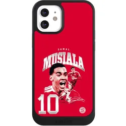 Nivocase Hülle für Apple iPhone 12 Handyhülle NIVOcore Case Schwarz FC Bayern München FCB Jamal Musiala (Apple iPhone 12), Smartphone Hülle, Schwarz