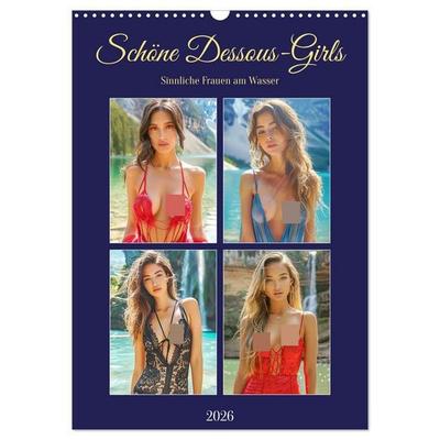 Schöne Dessous-Girls. Sinnliche Frauen am Wasser (Wandkalender 2026 DIN A3 hoch), CALVENDO Monatskalender