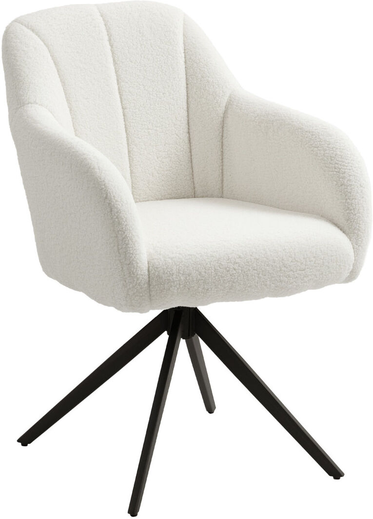 George Oliver HOMCOM 360 Degree Swivel Accent Chair Teddy Fleece Fabric Armchair White White 86cm H X 56cm W X 63cm D
