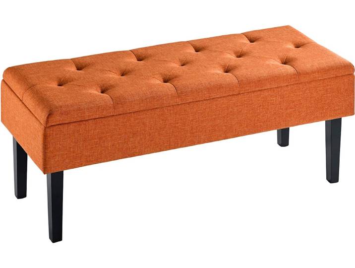 Bank, orange, B:109cm H:43cm T:43cm, Holz, Kunststoff, Polyester, Sitzbänke, Bank