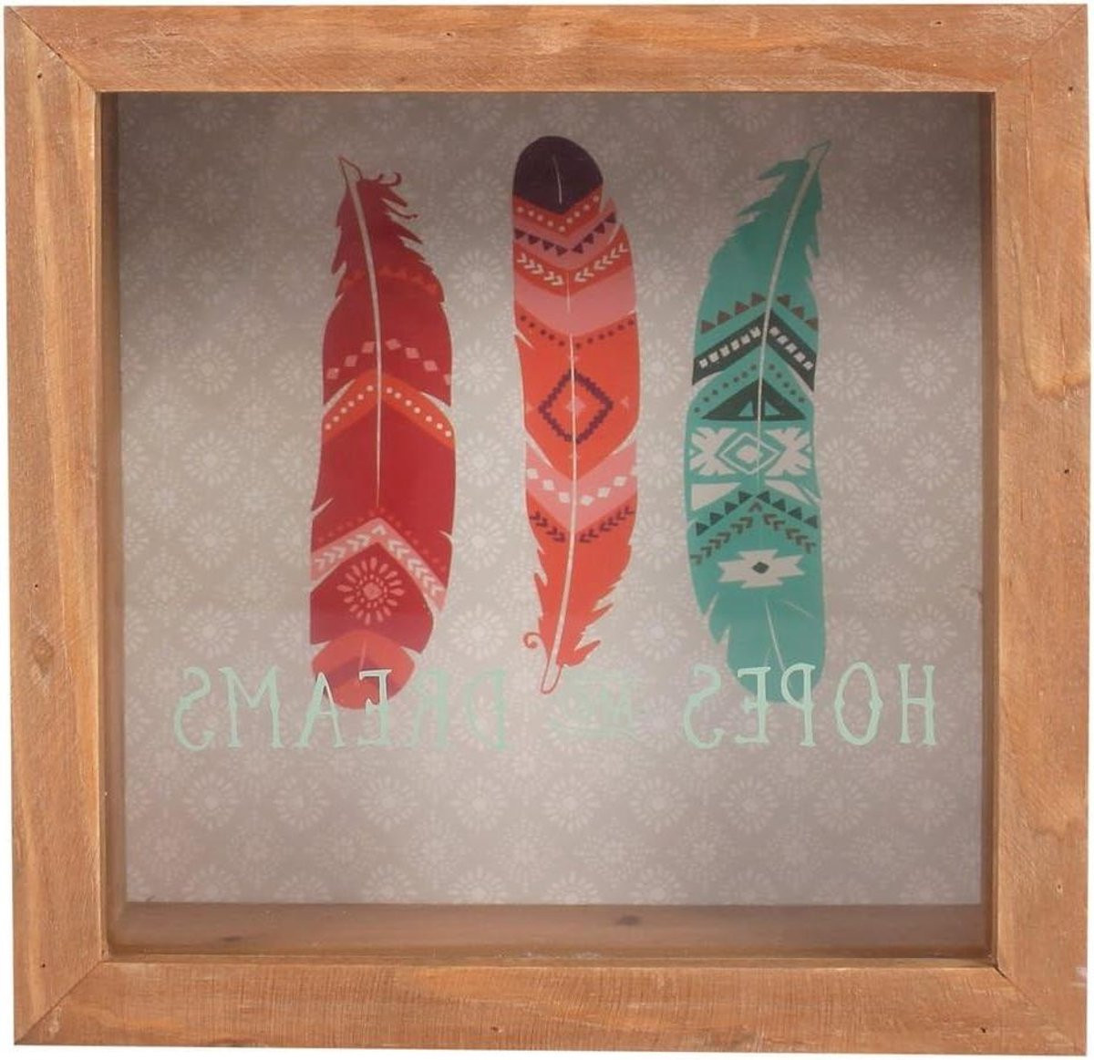 Positiviteits Box Spaarpot Frame Dromen Verzamelen Bruin 18 x 18 cm