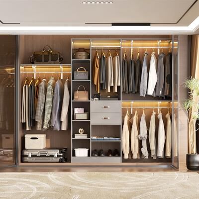 Rackcog 31.5'' to 96'' W Closet Organizer System with Drawers and Tower Shelves for Reach-in and Walk-in Closet