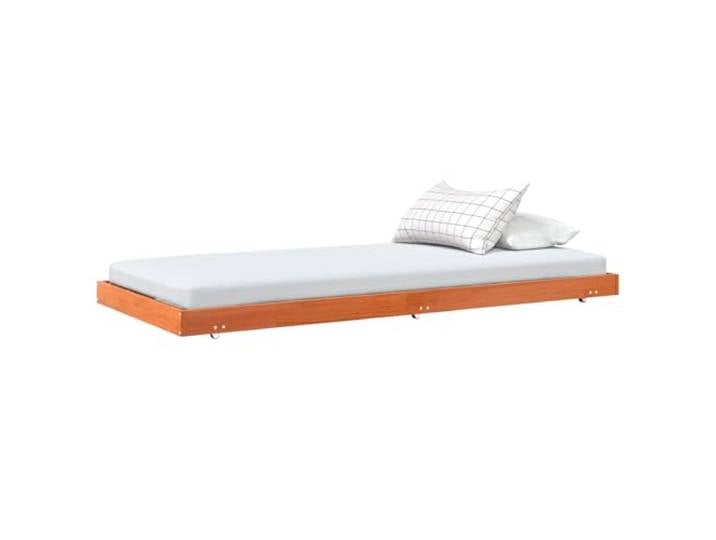 PUGYNBK Bettgestell Braun Wachs 80 x 200 cm Massives Kiefernholz, feste Leisten, minimalistisches Design, ohne Lattenrost, einfache Reinigung