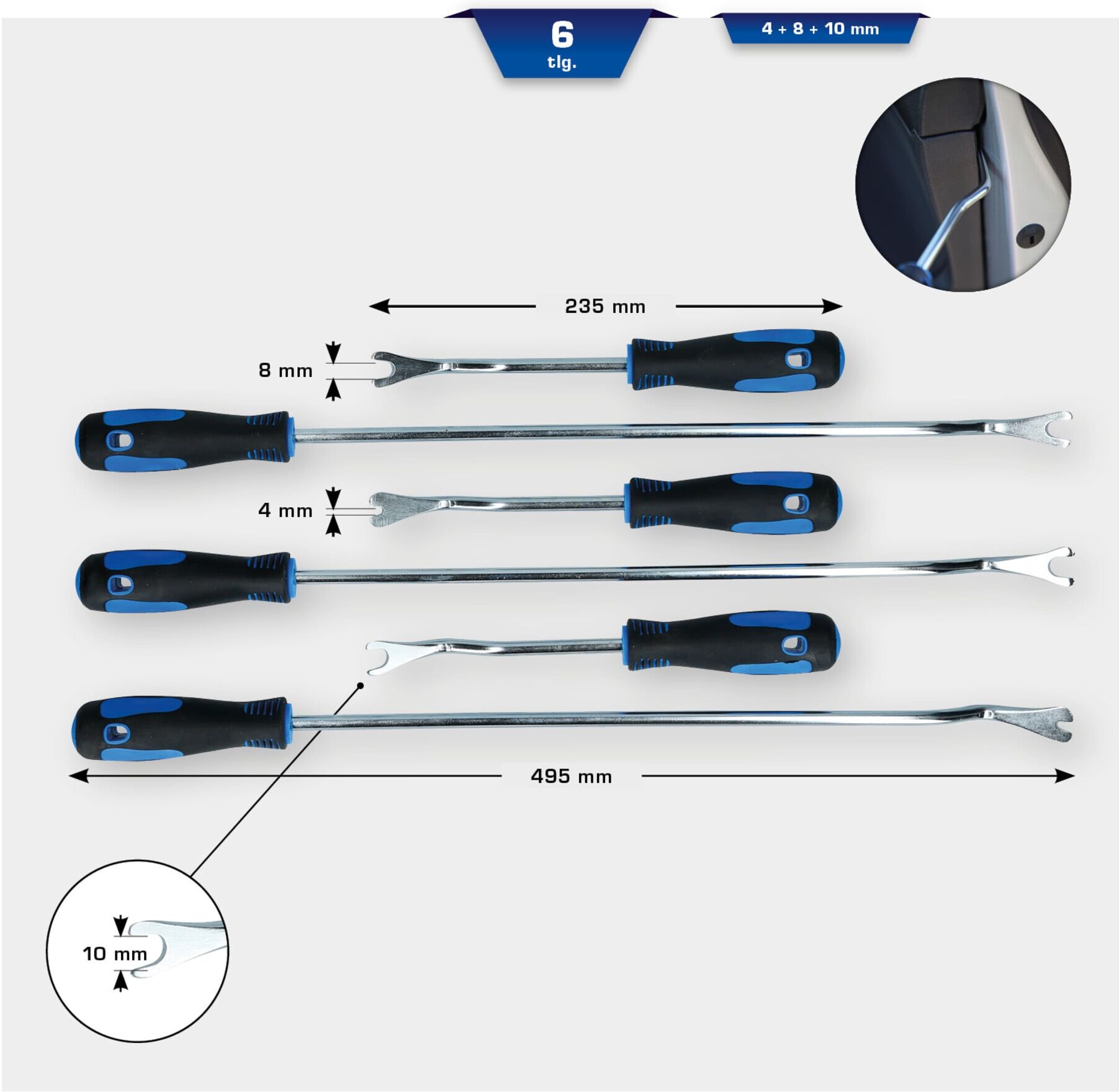 Brilliant Tools Lösewerkzeug-Satz für Verkleidungsclips, 6-tlg (BT511045)